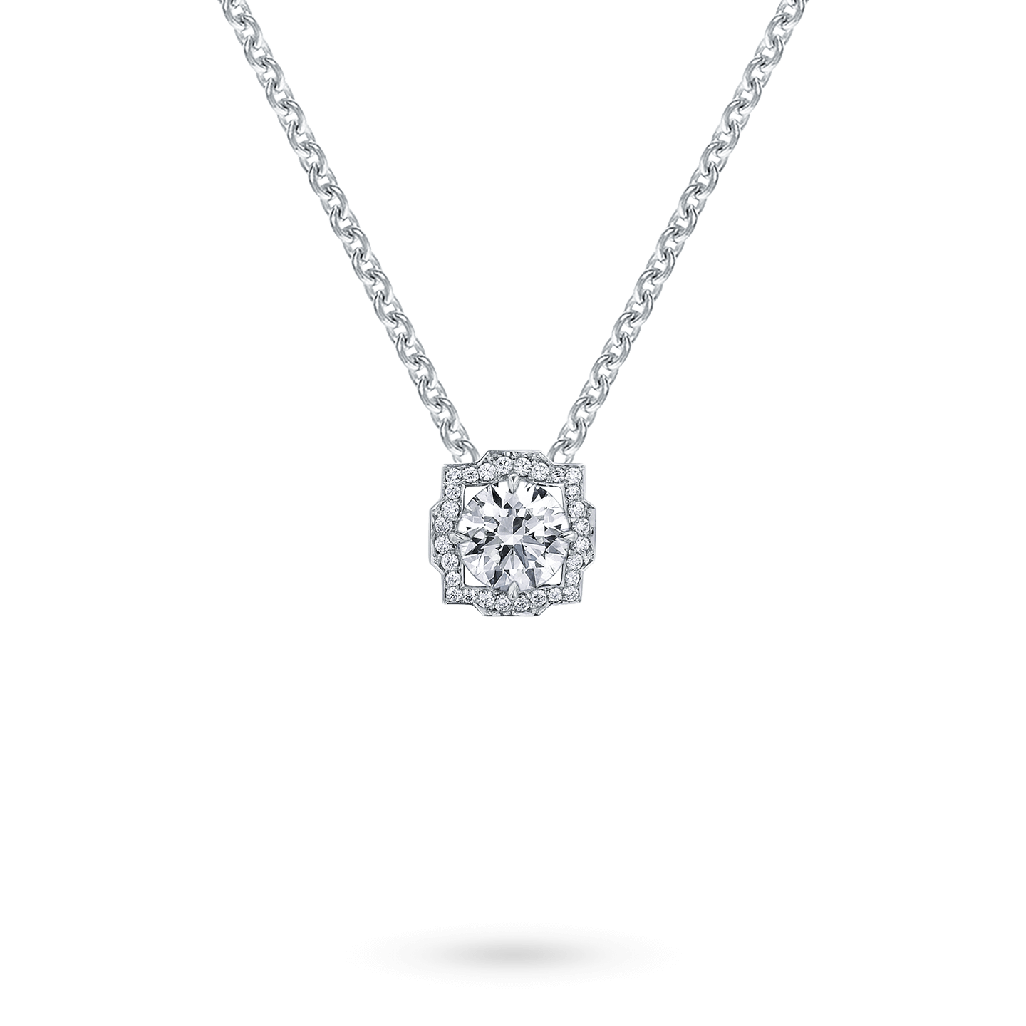 Belle Round Brilliant Diamond Micropave Pendant on a chain