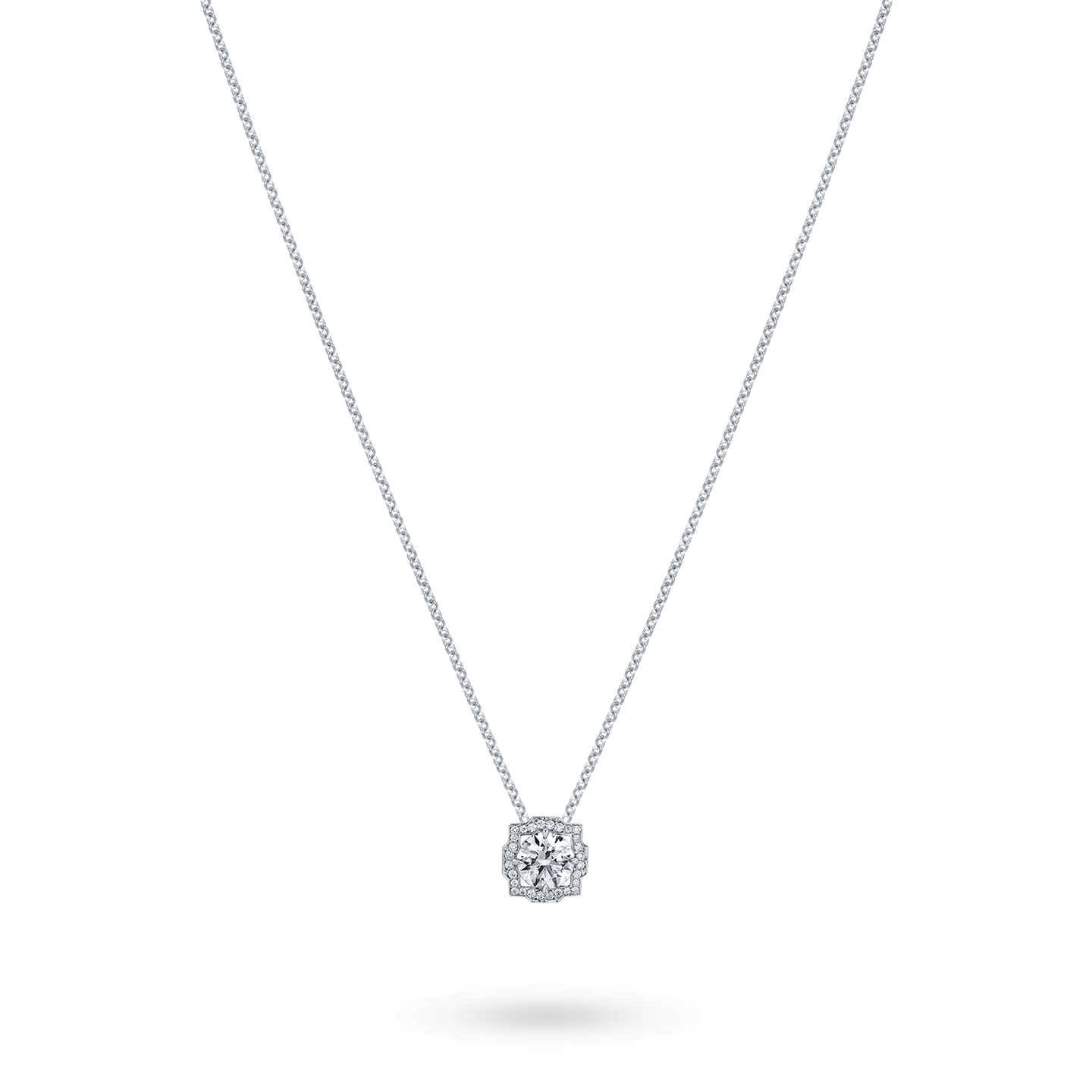 Belle Round Brilliant Diamond Micropave Pendant on a longer chain