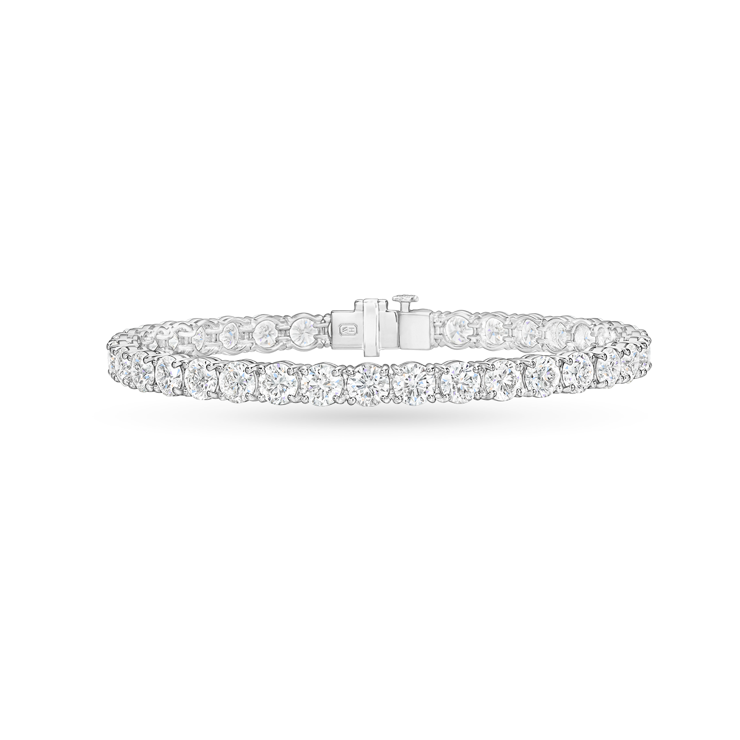 Front view of the Round Brilliant Diamond Tennis Bracelet