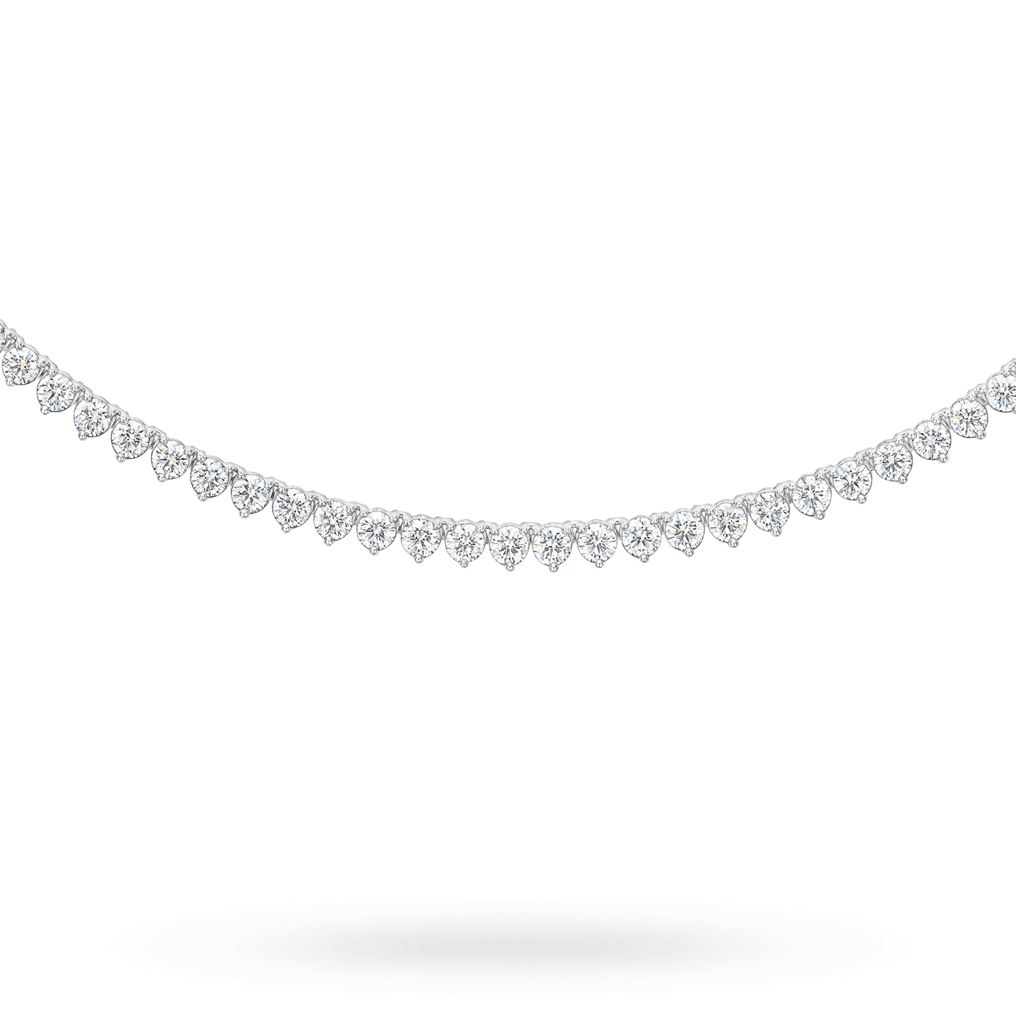 Close-up view of the Round Brilliant Straightline Diamond Necklace