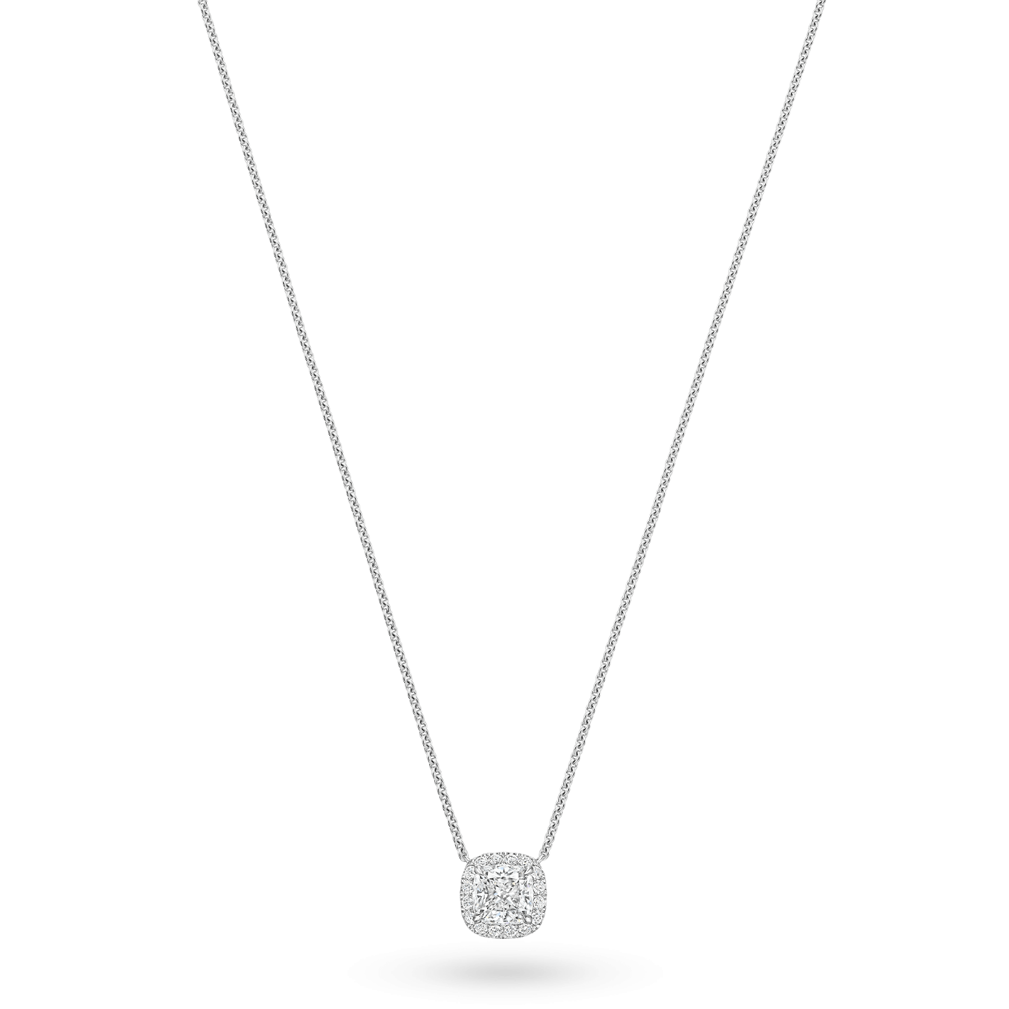 Cushion-Cut Diamond Micropavé Pendant on a longer chain