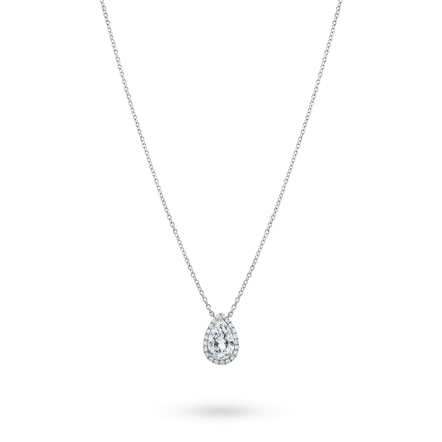 Pear-Shaped Diamond Micropavé Pendant on a longer chain
