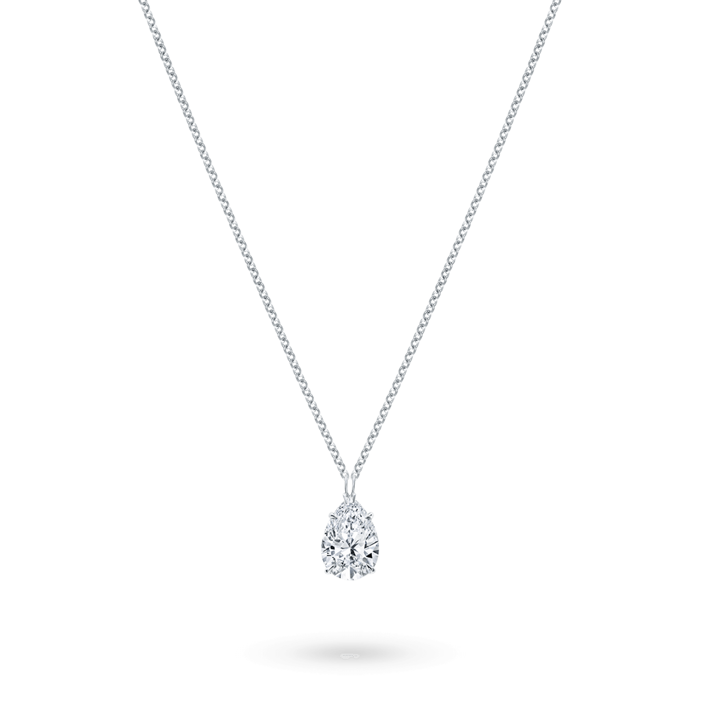 Pear-Shaped Diamond Solitaire Pendant on a longer chain