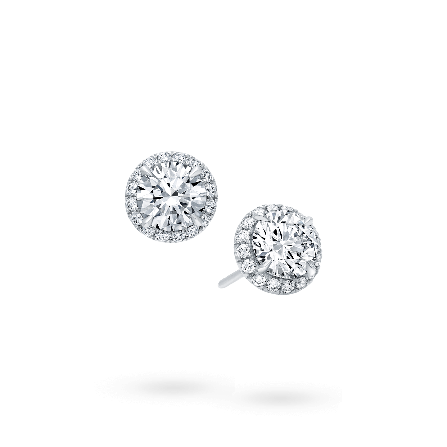 Angled view of the Round Brilliant Diamond Micropavé Earstuds