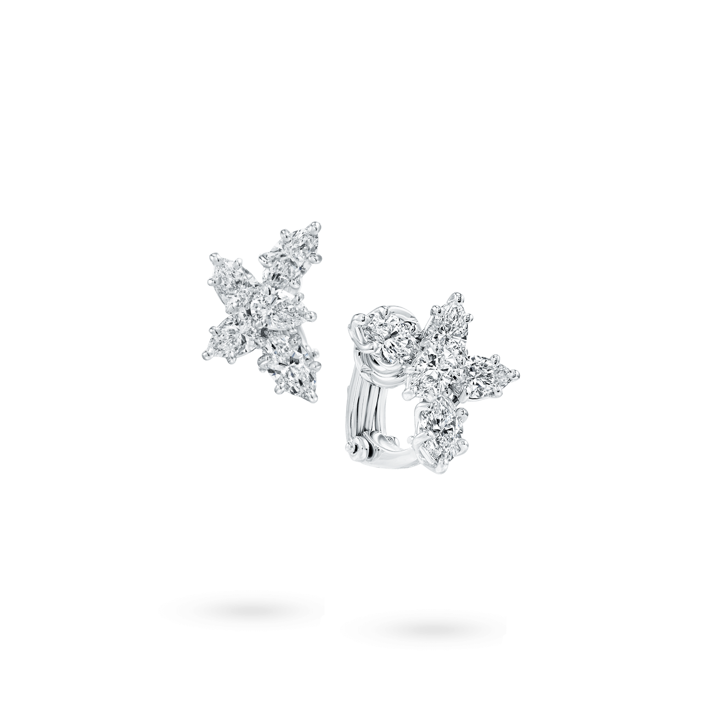 Angled view of the Winston Cluster Small Diamond Earrings