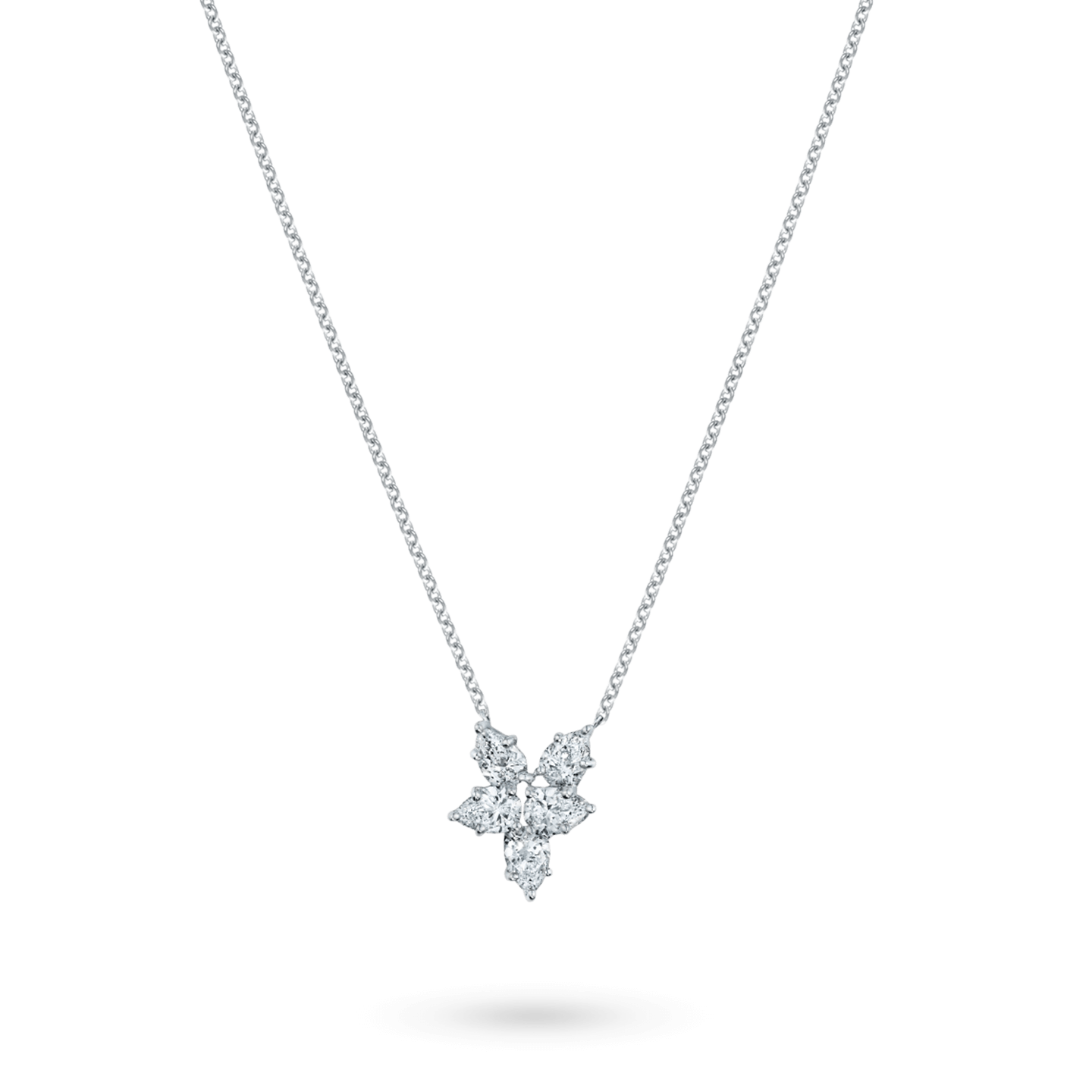 Winston Cluster Small Diamond Pendant on a longer chain
